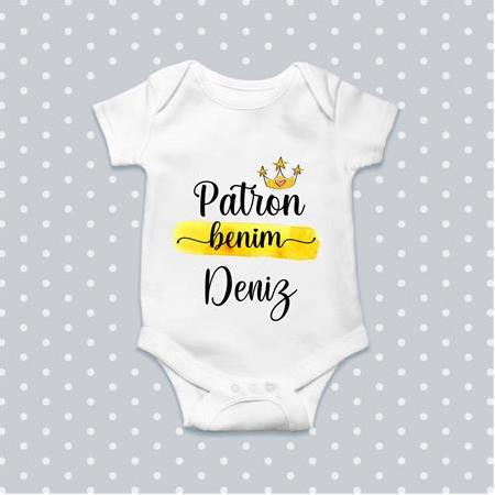 Kişiye Özel Patron Benim Tasarım Bebek Hediye Bebek Body Zıbın