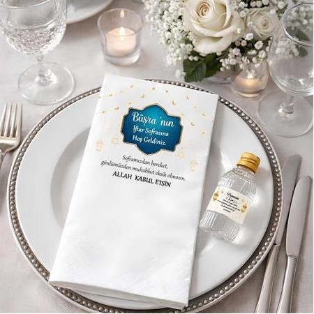 Ramazan Sofralarına Özel Baskılı Peçete İftar Vakti ve Zemzem 15 Adet