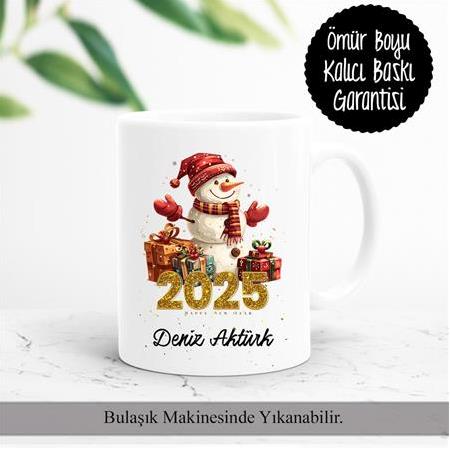 Kişiye Özel Yılbaşı YeniYıl Kardan Adam İsme Özel Kupa Bardak